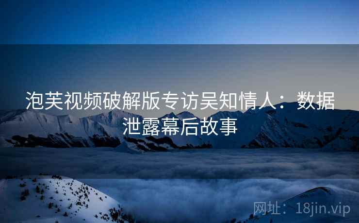 泡芙视频破解版专访吴知情人:数据泄露幕后故事 泡芙视频破解版专访吴知情人:数据泄露幕后故事